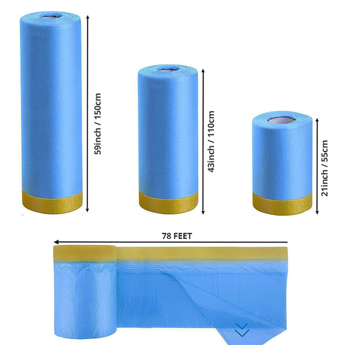 Tilswall Plastic Sheeting Automotive Masking Tape, Multi Pack with Tarp Waterproof 78 Feet