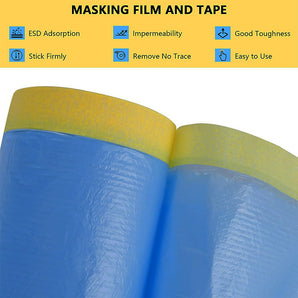 Tilswall Plastic Sheeting Automotive Masking Tape, Multi Pack with Tarp Waterproof 78 Feet