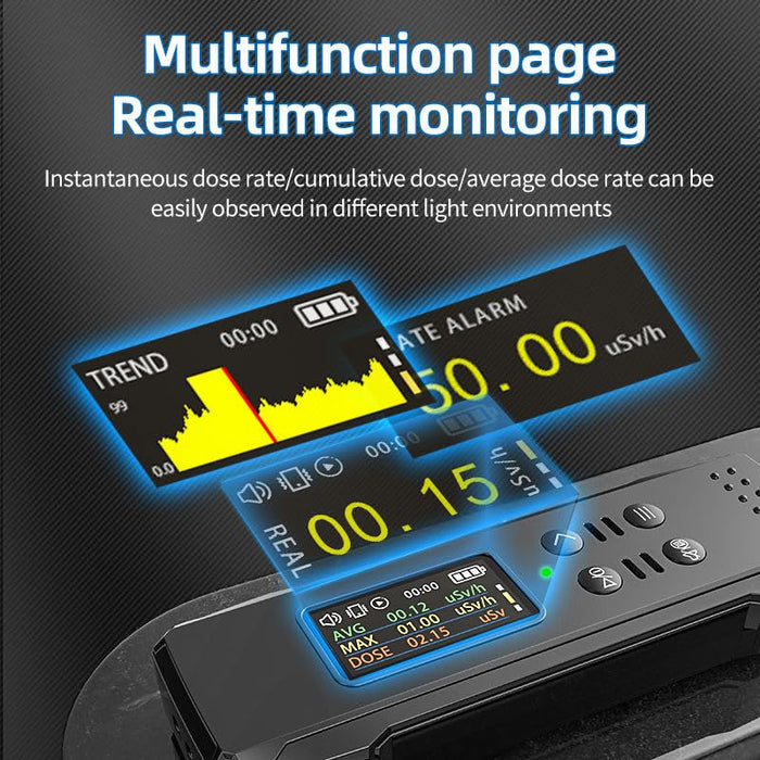 Tilswall Nuclear Radiation Detector, Professional Dosimeter Digital Radioactive Tester with Sound Light Alarm