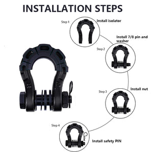 Tilswall 3/4" D Ring Shackles (2 Pack) 70,000 lbs Break Strength