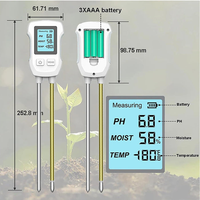 3-in-1 Soil Meter Digital Plant Temperature/Soil/PH Meter