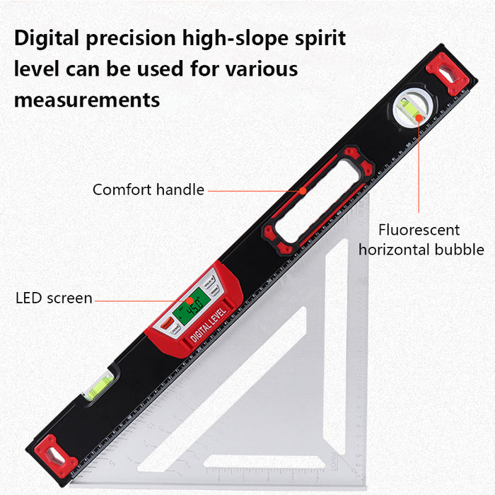 Spirit Level Ruler Inclinometer, High Precision Bubble LED Display Electronic Level