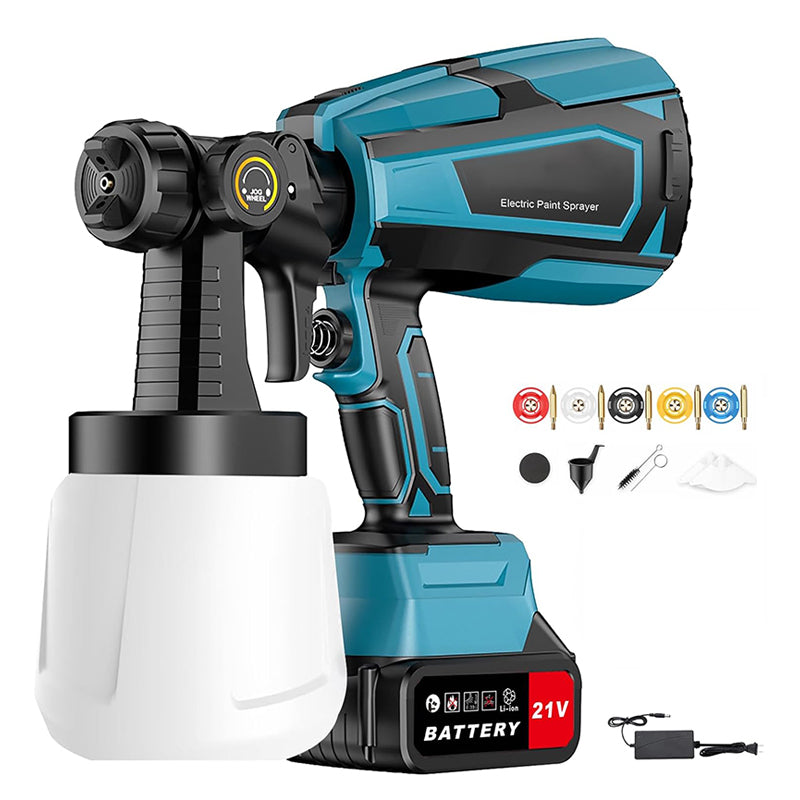 Electric High Pressure Cordless Paint Sprayer HVLP Spray Gun Kit+2 Battery Blue Electric High Pressure Cordless Paint Sprayer HVLP Spray Gun Kit+2 Battery Blue