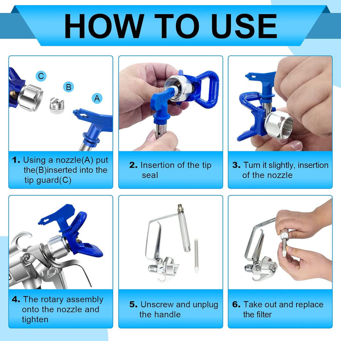 Tilswall 13Pcs Airless Paint Sprayer Tips with Spray Gun Filters/Guard Replace