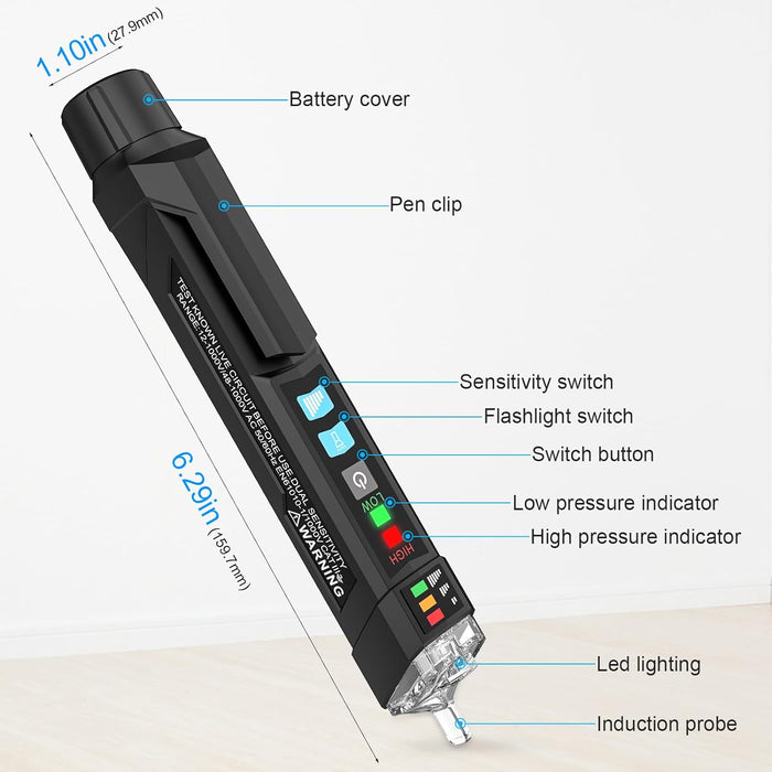 Voltage Tester, Non Contact Voltage Detector with Dual Range AC 12V-1000V/48V-1000V