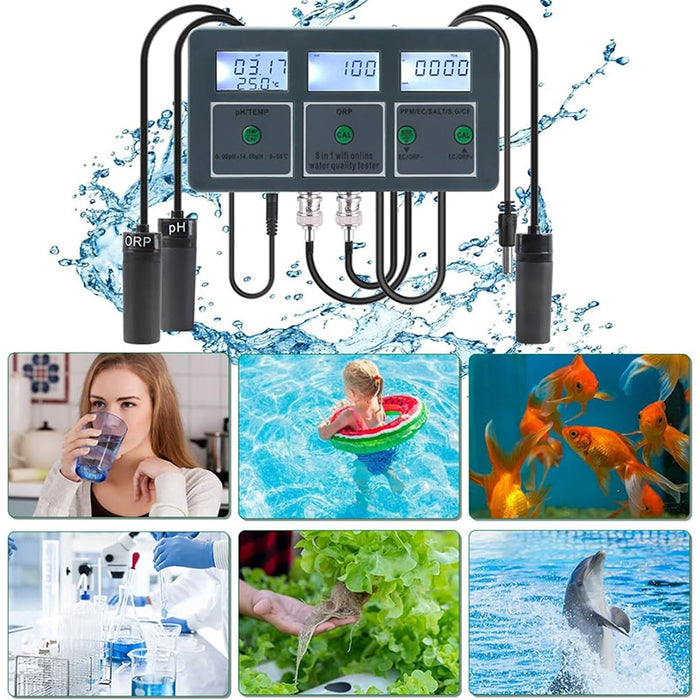 WiFi Water Quality Tester 8 in 1 S.G/PH/EC/ORP/TDS/CF/Salt/Temp Measuring Analyzer