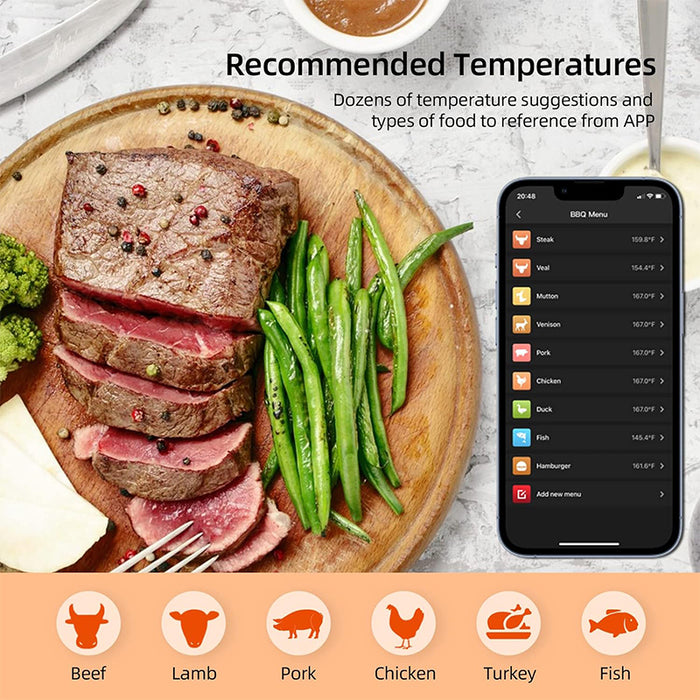 Wireless Meat Thermometer With Repeater