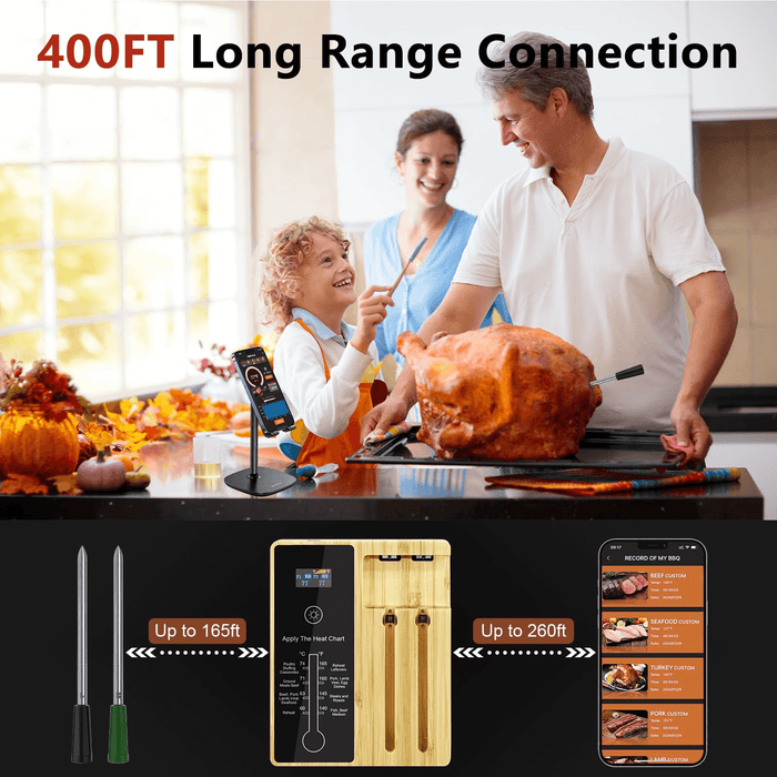400FT Wireless Range Bluetooth Meat Thermometer Digital