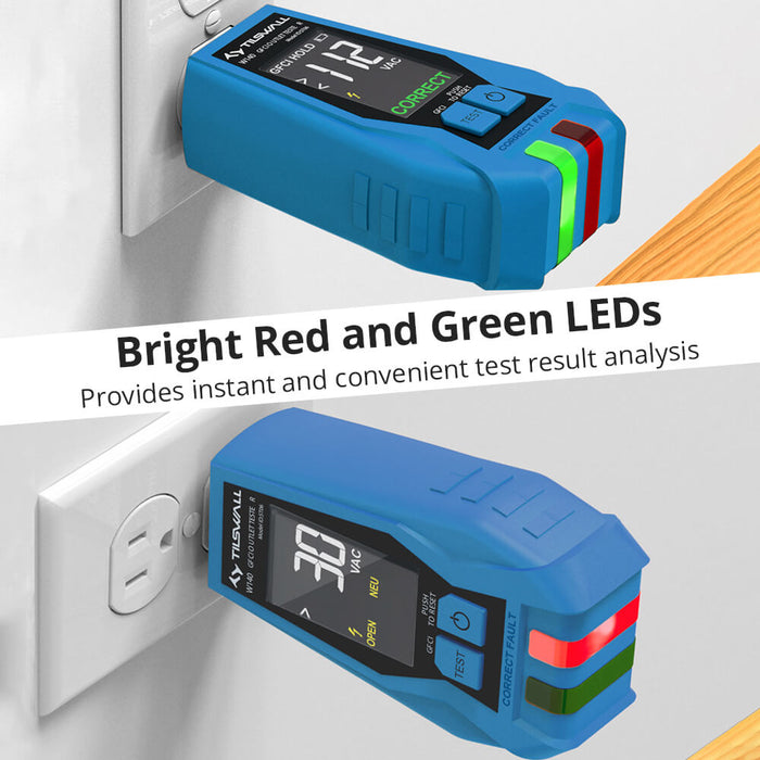 Tilswall Voltage Tester with Color LCD Display (Dual Purpose) for GFCI/AC Outlets