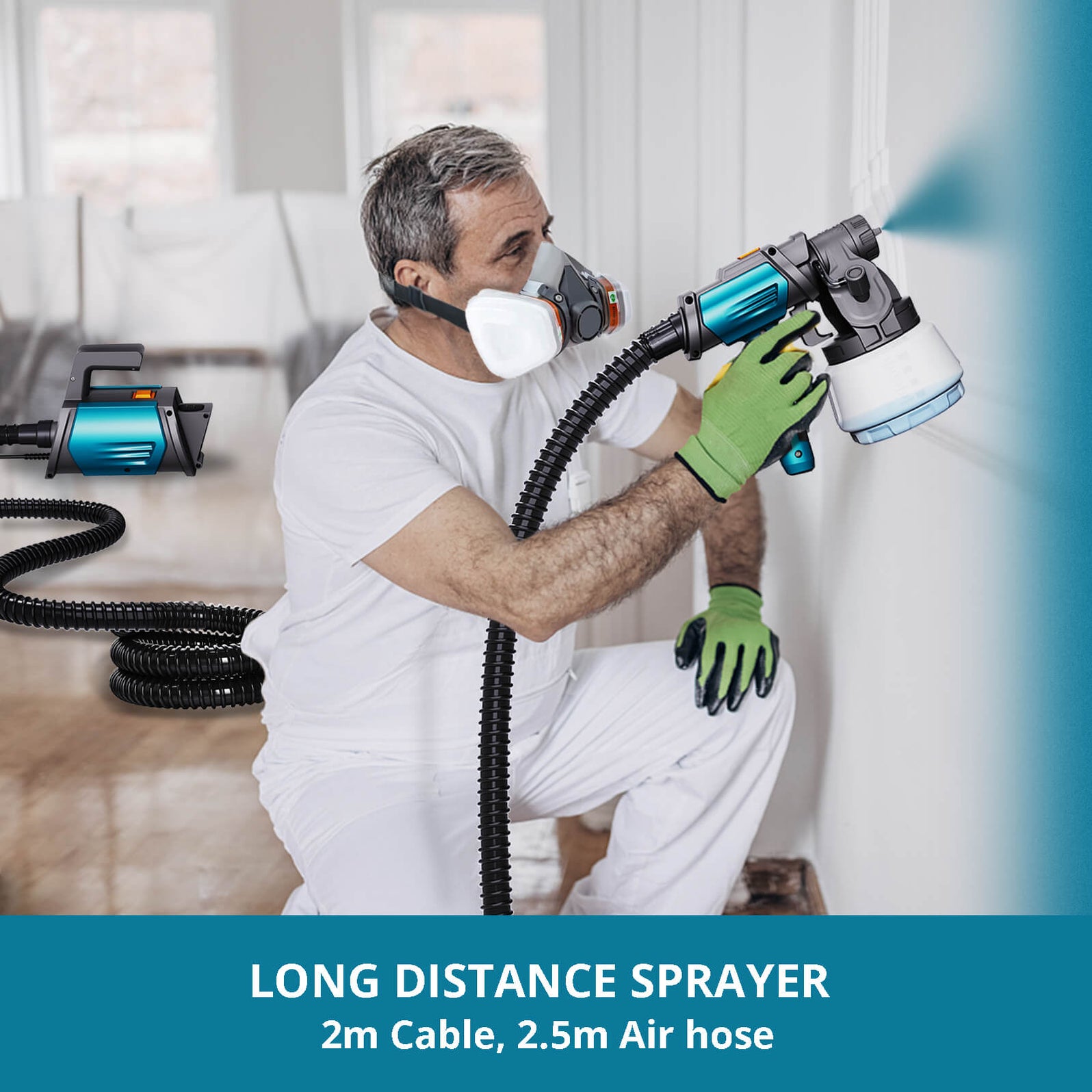 Tilswall Paint Sprayer,800W HVLP Electric Spray Gun with 8.2FT Airhose