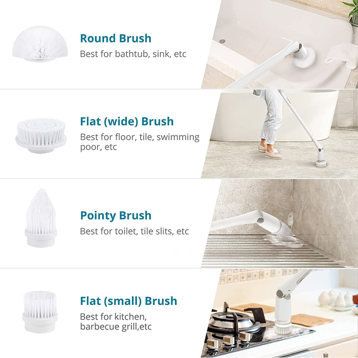 Electric Cleaning Brush, Rechargeable Electric Spin Scrubber Power  Scrubber, 360 Degree Handheld Cleaning Brush with 4 Replaceable Scrubber  Brush Heads for Bathroom, Tub, Wall Tiles, Floor, Kitchen 