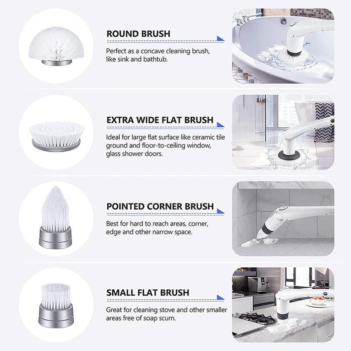 Electric Scrubber Cordless Spin 3 Head Cleaning Brush Mop Bathroom
