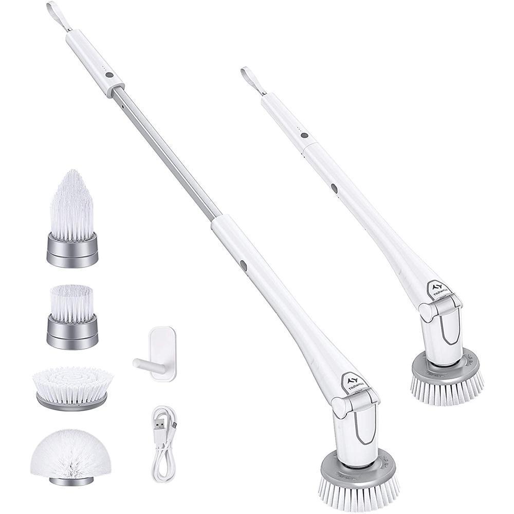 Tilswall Cordless Spin Scrubber, 3.7V Waterproof Electric Scrub Brush with 4 Replaceable Brush Heads