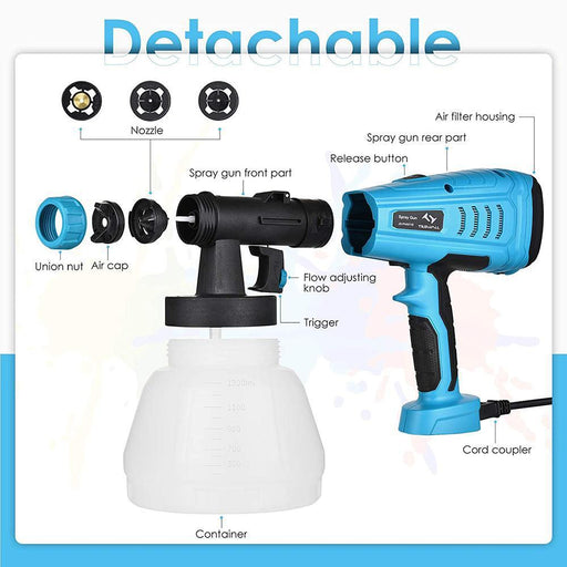 Dayplus Paint Sprayer 550W Electric Paint Spray Gun, Handheld Painting with 3 Spray Patterns and Adjustable Valve Knob for Painting Ceiling, Fence